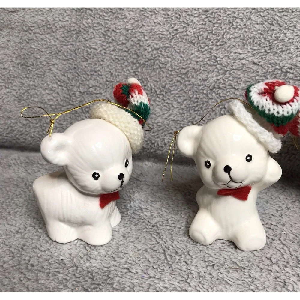 Vintage Christmas Around The World Snow Bear Ornaments‎ W/Box Set of 4 54012